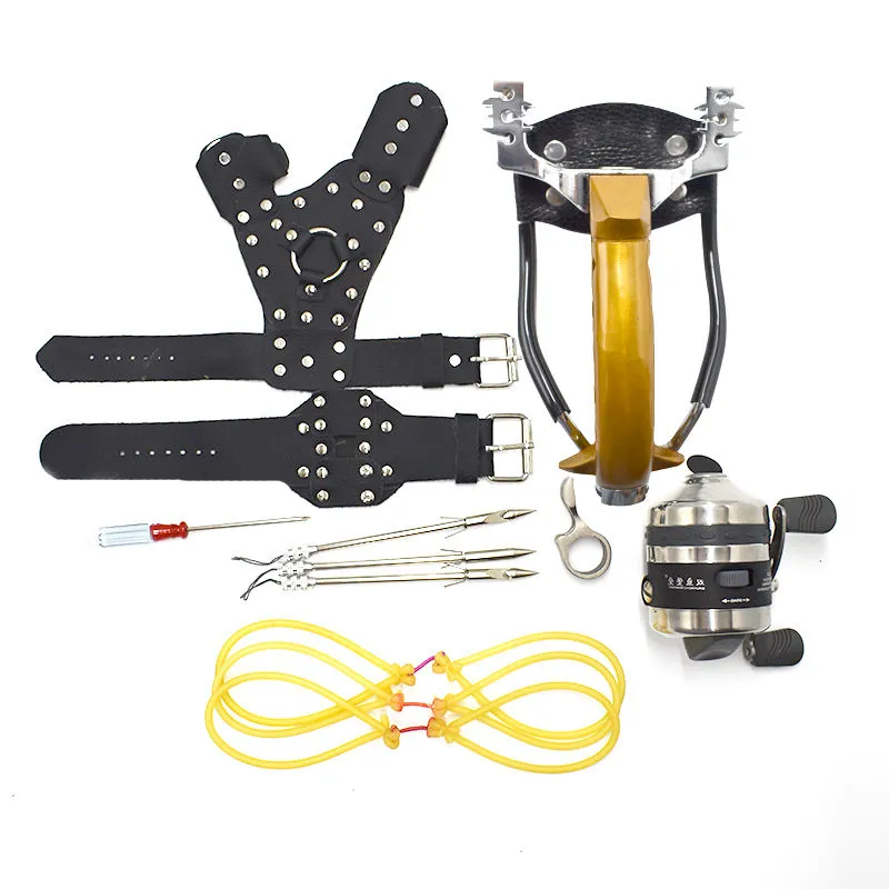 Stainless Steel Fishing Slingshot with Plastic and Metal Reel Combo for Outdoor Fishing Slingshot Catapult
