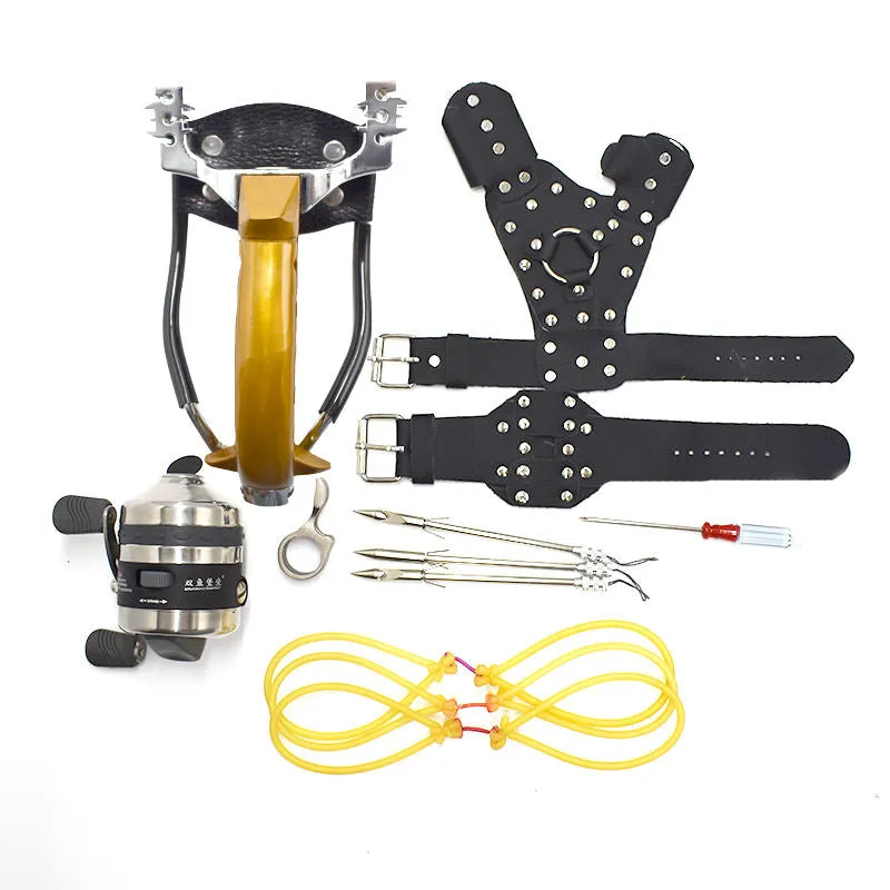 Stainless Steel Fishing Slingshot with Plastic and Metal Reel Combo for Outdoor Fishing Slingshot Catapult