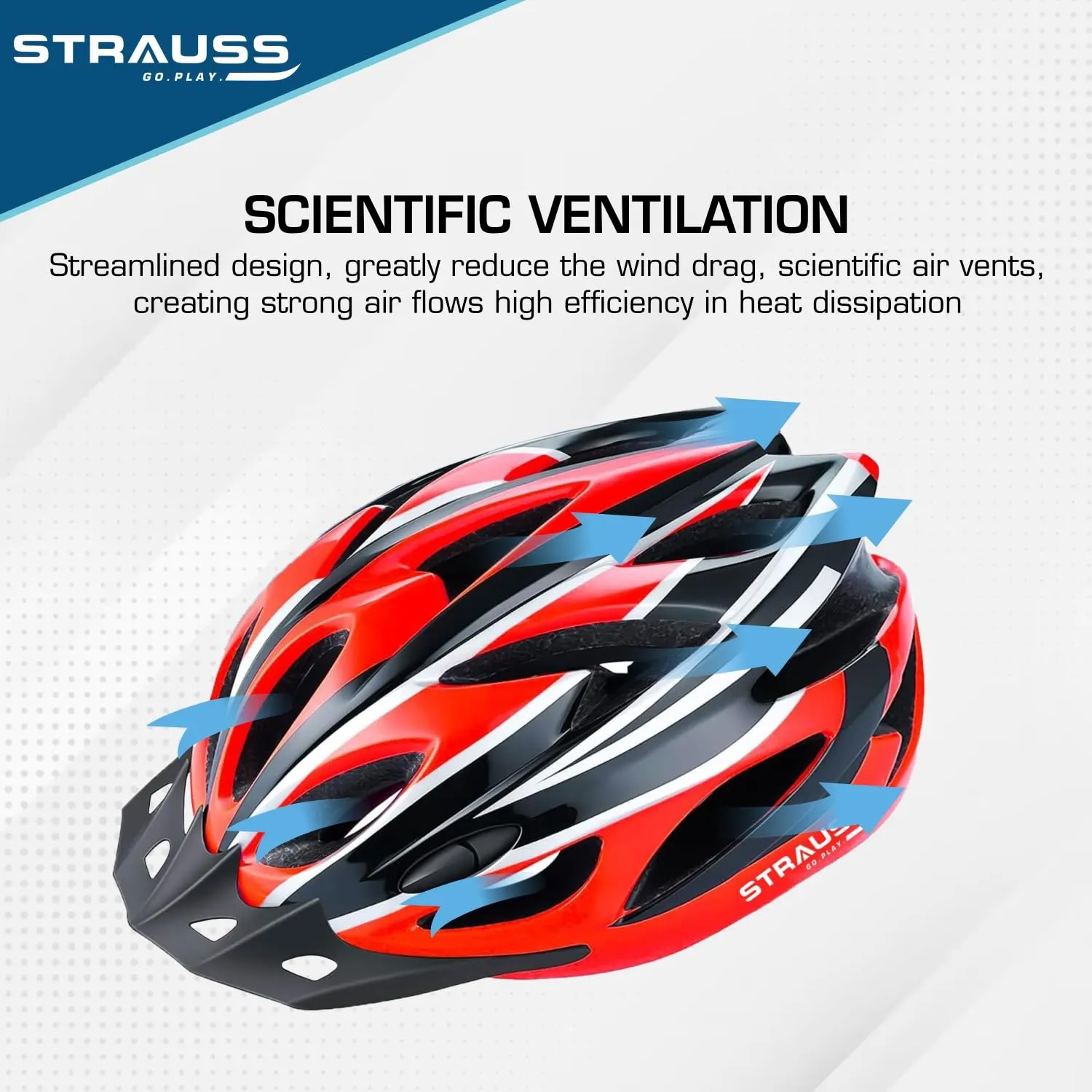Strauss Adjustable Cycling & Skating Helmet with Detachable Visor & Safety Light | Light Weight with Ventilation | Adjustable Strap, Comfortable Chin Pad | Ideal for Men, Women & Kids (Black/Red)