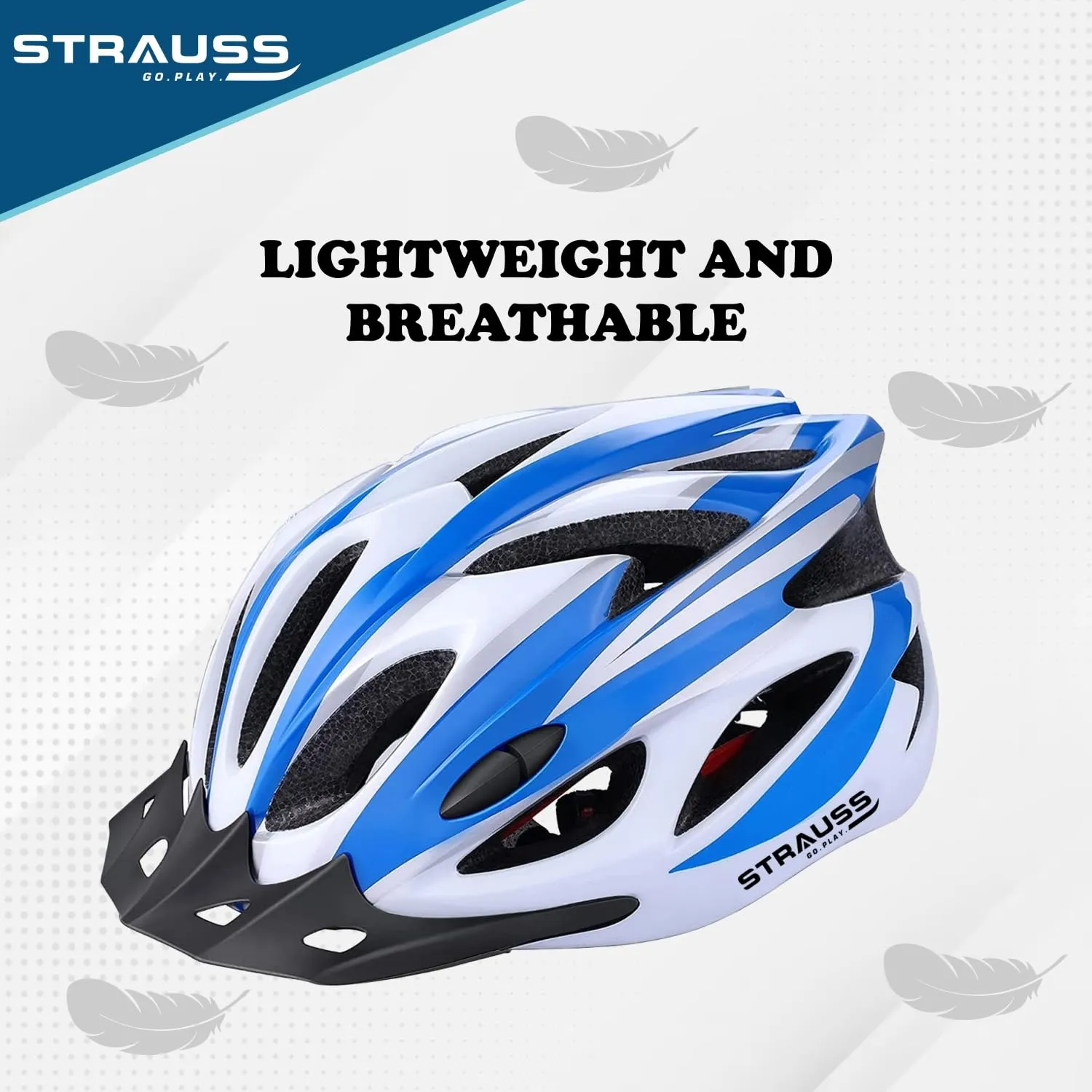 Strauss Adjustable Cycling & Skating Helmet with Detachable Visor & Safety Light | Light Weight with Ventilation | Adjustable Strap, Comfortable Chin Pad | Ideal for Men, Women & Kids (Blue/White)