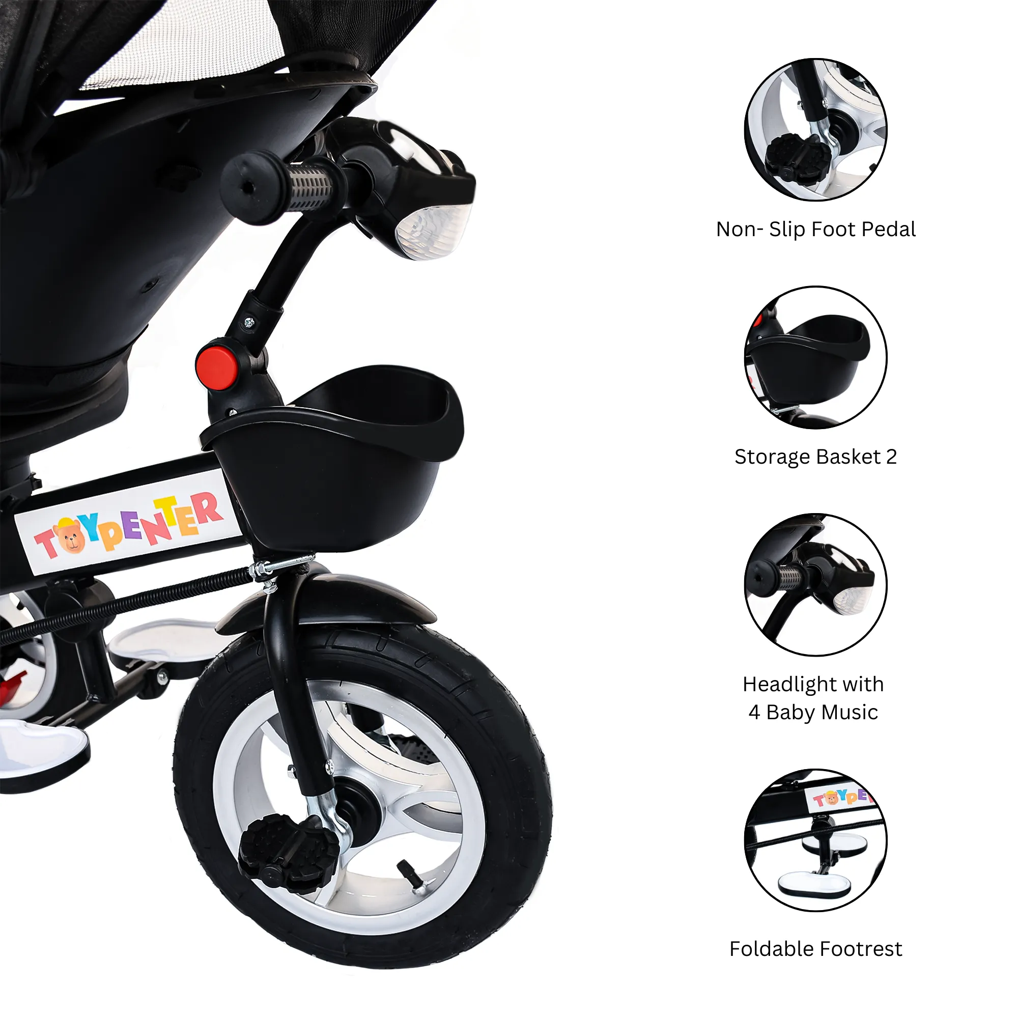 TOYPENTER 3 in 1 Baby Stroller/Kids Tricycle with Removable Canopy, Parental Adjust Push Handle for Kids | Boys | Girls Age 0 Months - 5 Years