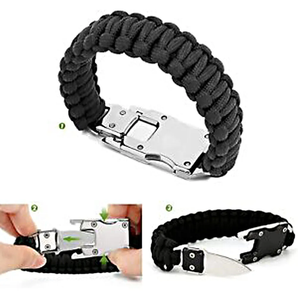 US 2-4 Pack Paracord Bracelet Survival Tactical Wrist Band Braided EDC Survival