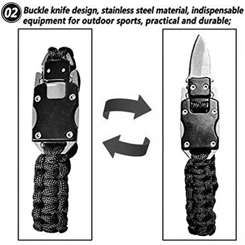 US 2-4 Pack Paracord Bracelet Survival Tactical Wrist Band Braided EDC Survival