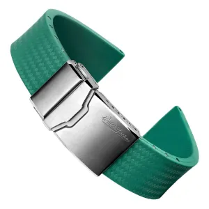 WatchGecko 400 Italian Rubber Divers Reversible Watch Strap - Capri Sea - Brushed Buckle