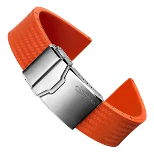 WatchGecko 400 Italian Rubber Divers Reversible Watch Strap - Orange - Brushed Buckle